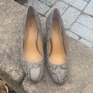 G.H. Bass & Co. Taupe Snake-Print Pumps
